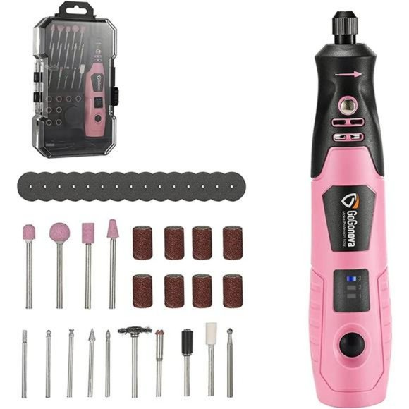 4V Cordless Rotary Tool, 3-Speeds 18000 RPM Rotary Tool w/ 43 Accessories, Pink - Picture 1 of 7